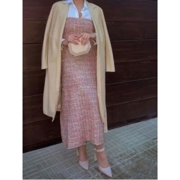 Zara Dresses & Skirts - Zara Metallic Tweed Strapless Maxi Dress | Pink Multi | Small